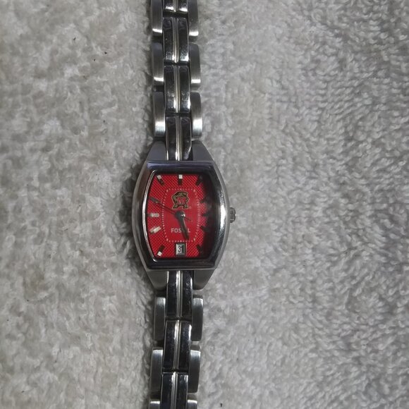 Fossil LI-3223 Quartz Watch Letter M Green Frog Dial Silver Bracelet New Bat ECU - Picture 7 of 11